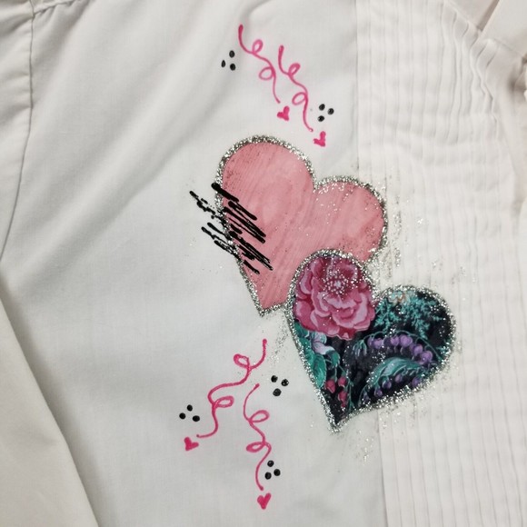 Vintage 90s Tuxedo Shirt Chaplin White Hearts Embellishment Womens Size 2X /3X - Picture 14 of 16